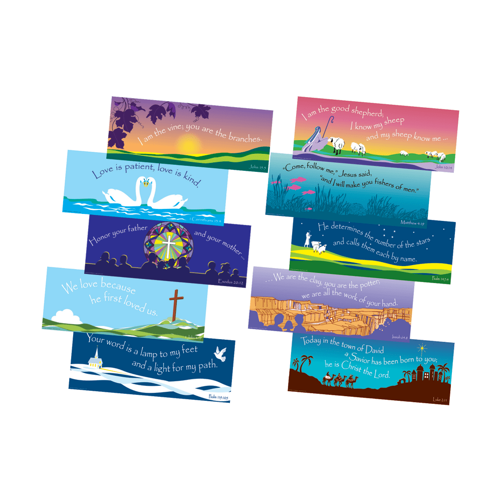 Barker Creek Chart Set, Scripture, 8 1/2in x 22in, Grades Pre-K+, Pack Of 10