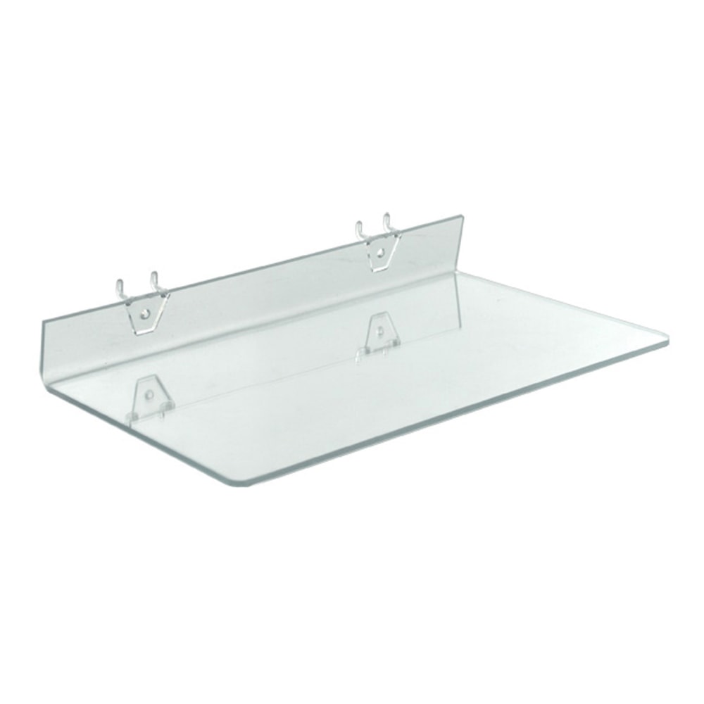 Azar Displays Acrylic Shelves For Pegboard/Slatwall Systems, 16in x 8in, Clear, Pack Of 4 Shelves