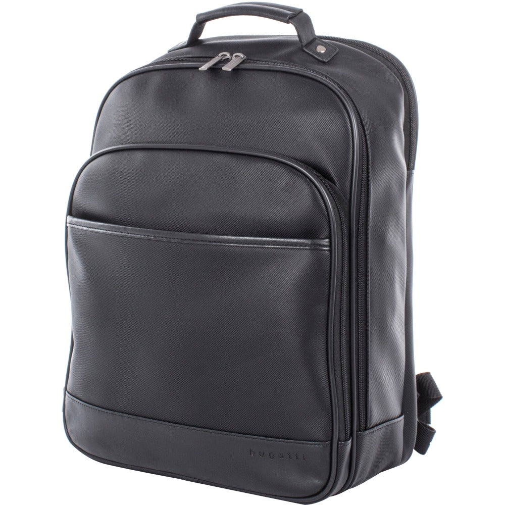 Bugatti Gin & Twill Textured Vegan Leather Backpack With 15.6in Laptop Pocket, Black