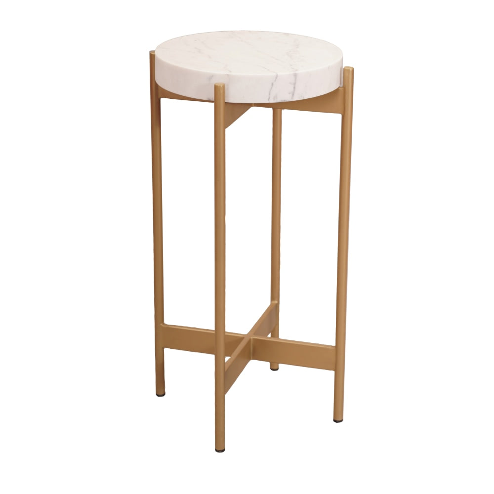 Coast to Coast Isha Accent/End Table, 27inH x 15inW x 15inD, Silas Gold/White
