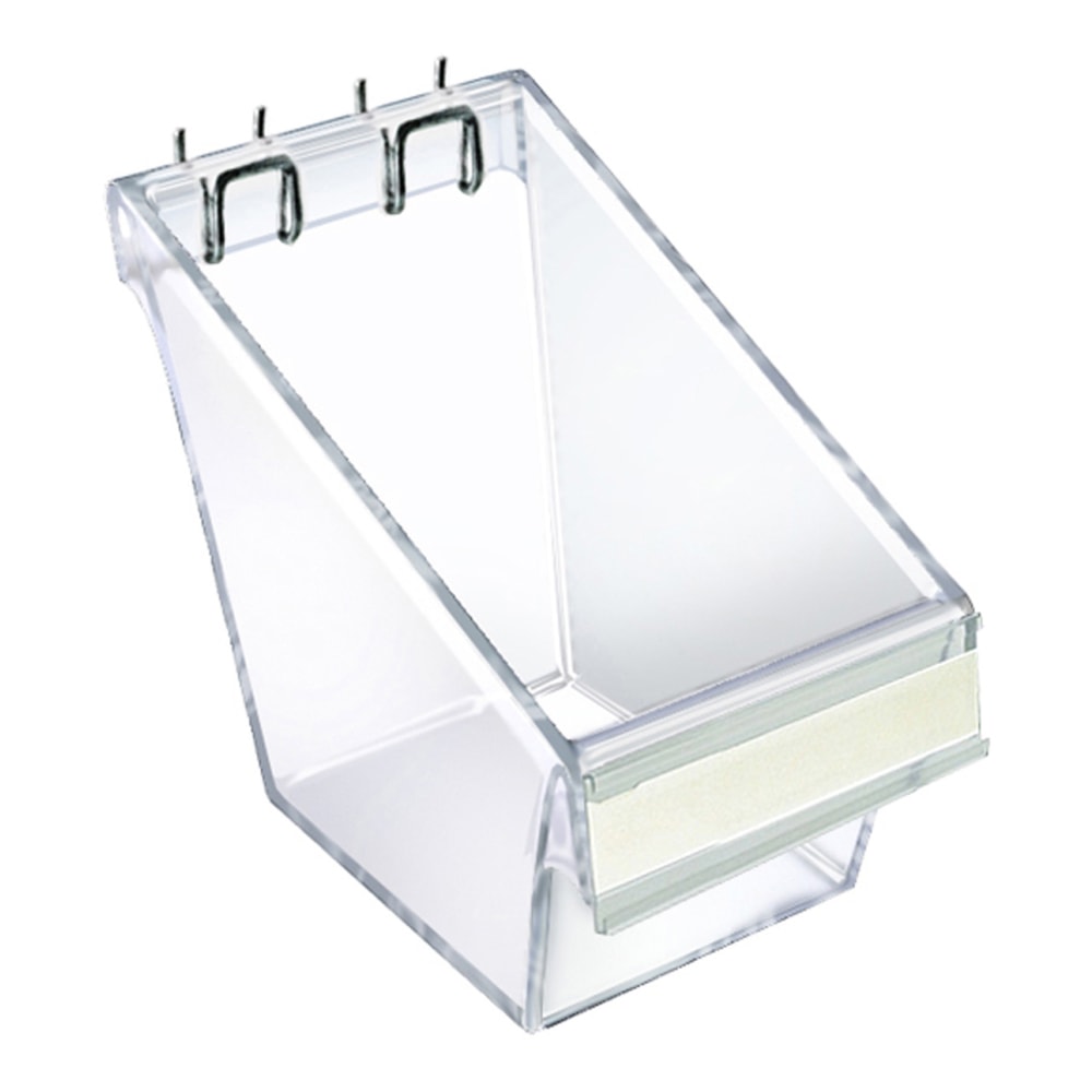 Azar Displays Bucket Displays For Pegboard/Slatwall, C-Channel And Metal U-Hooks, Small Size, 4 1/2in x 3in x 6 1/2in, Clear, Pack Of 4