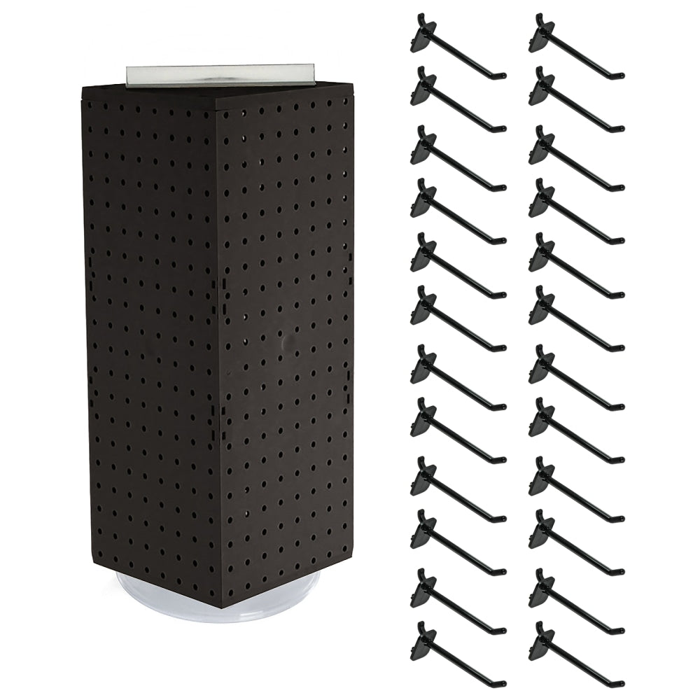 Azar Displays 4-Sided Revolving Pegboard Display With Hooks, 21inH x 8inW x 8inD, Black