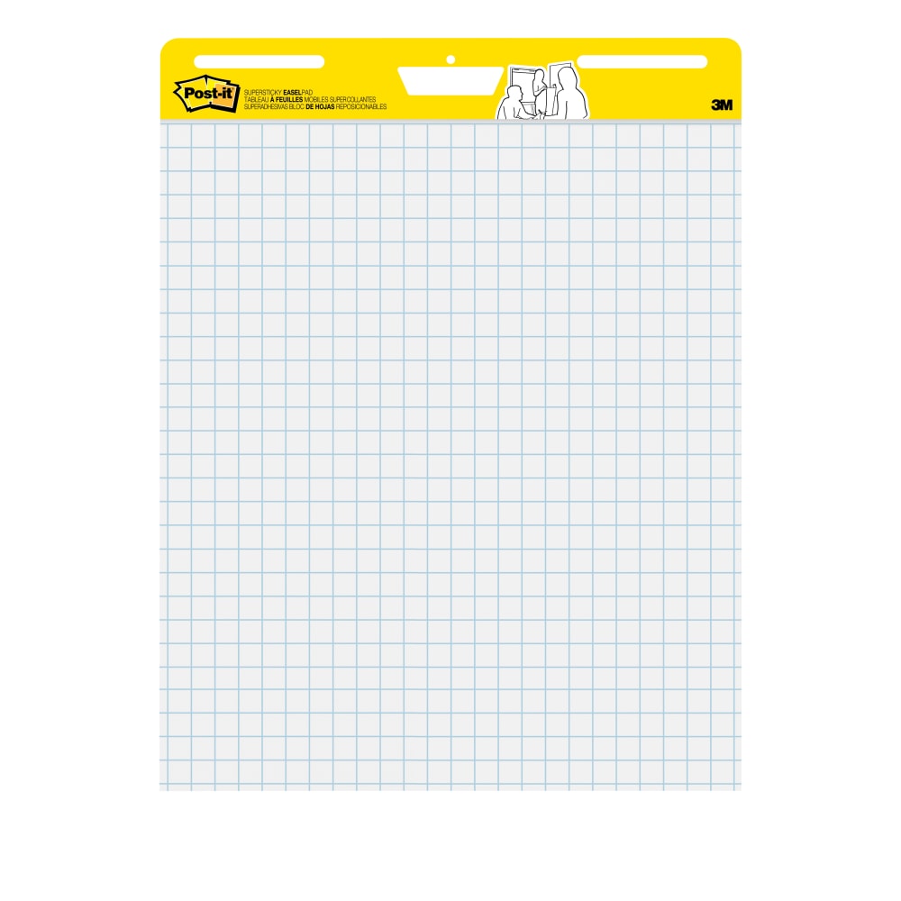 Post-it Super Sticky Easel Pad, With 1in Grid Lines, 25in x 30in, White, Pad Of 30 Sheets