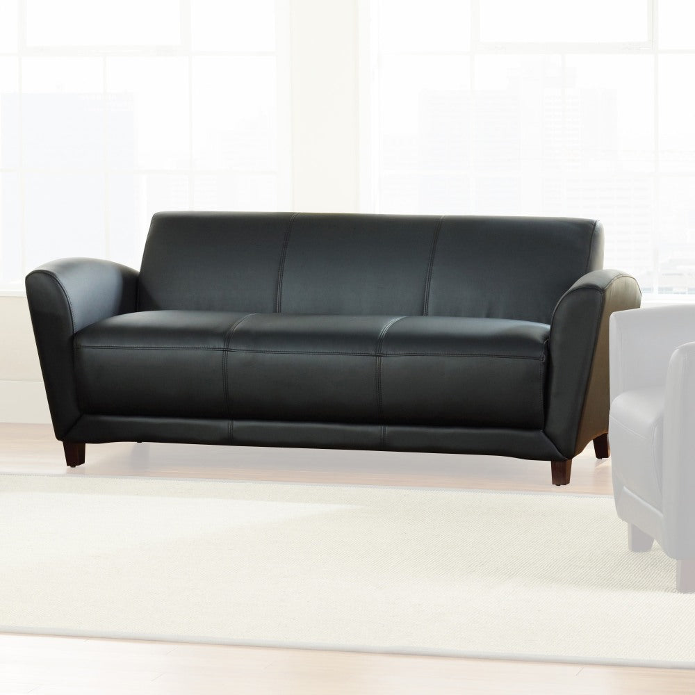 Lorell Accession Bonded Leather Reception Sofa, Black