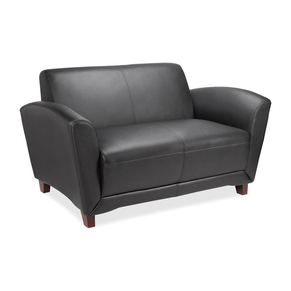 Lorell Accession Bonded Leather Reception Loveseat, Black