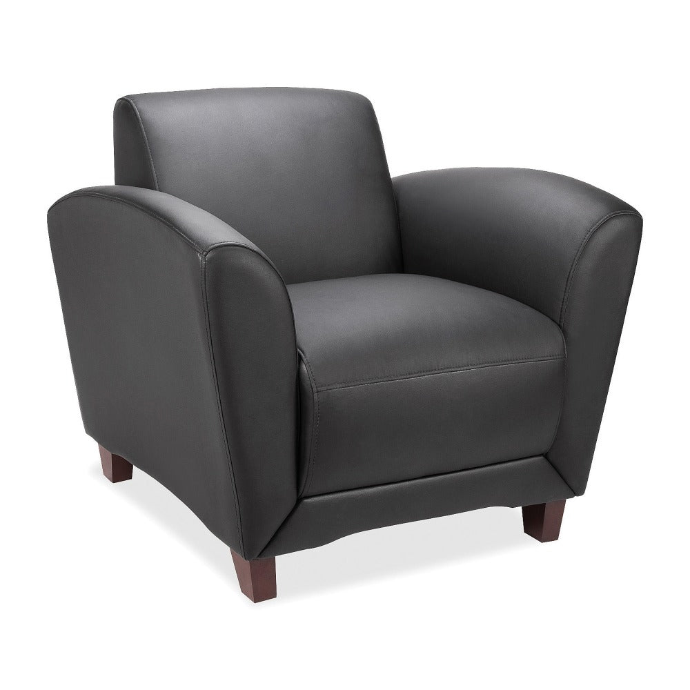 Lorell Accession Bonded Leather Reception Club Chair, Black