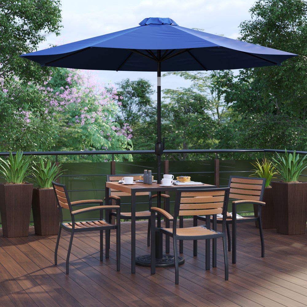 Flash Furniture Lark 7-Piece Outdoor Patio Table Set, 29-1/2inH x 35-1/4inW x 35-1/4inD, Navy