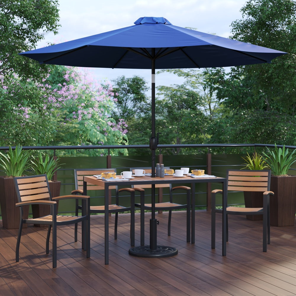 Flash Furniture Lark 7-Piece Outdoor Patio Dining Table Set, 29-1/2inH x 30inW x 48inD, Navy