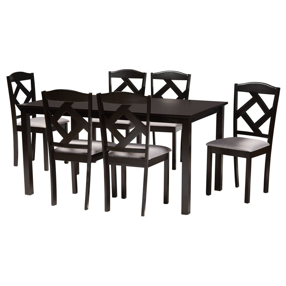 Baxton Studio Ruth 7-Piece Dining Set, Gray/Dark Brown