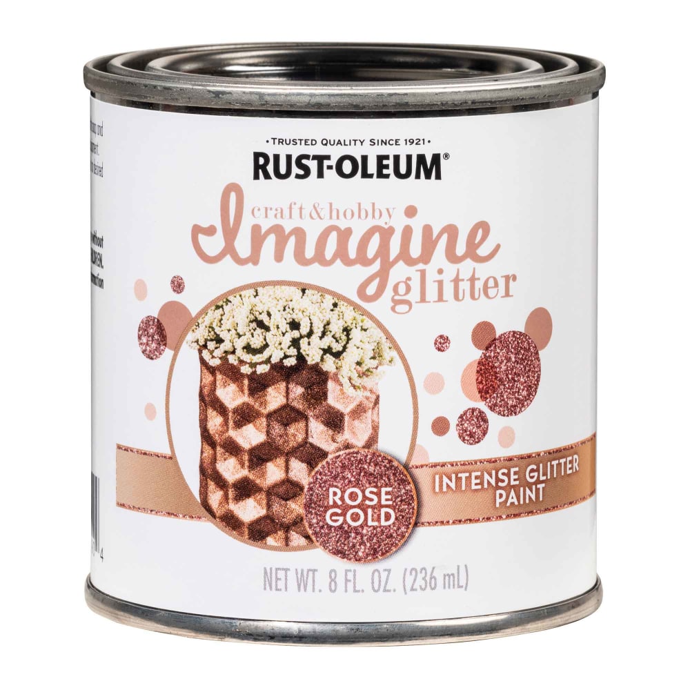 Rust-Oleum Imagine Craft and Hobby Glitter Paint, 8 Oz, Rose Gold, Pack Of 4 Cans