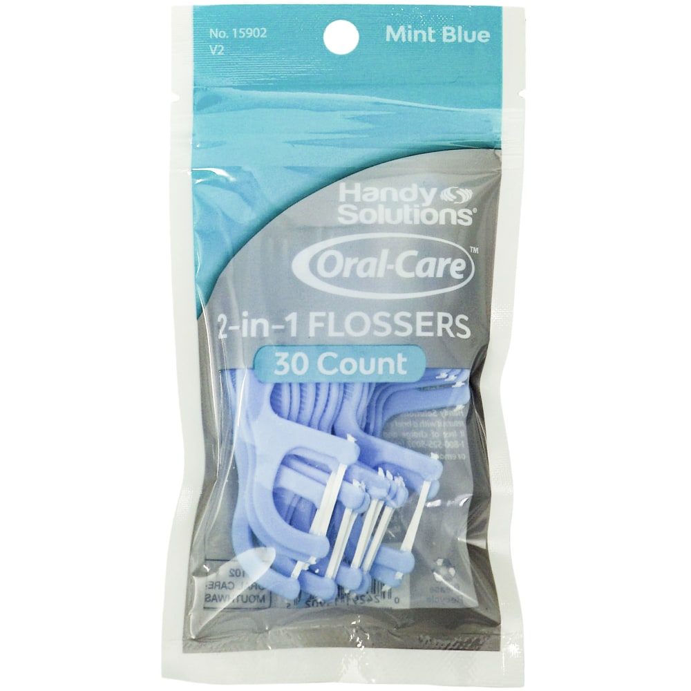 Handy Solutions Flossers, Blue, 30 Flossers Per Bags, Case Of 288 Bags