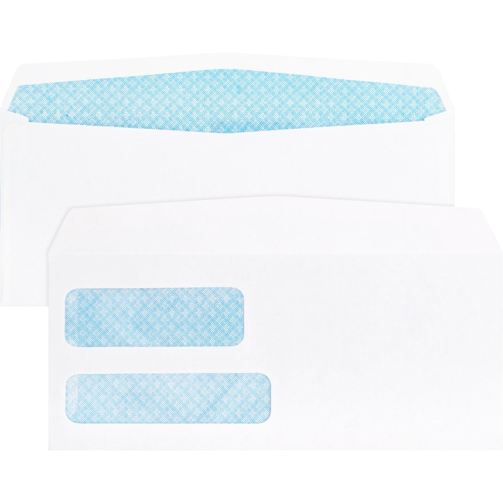 Business Source No. 9 Double Window Invoice Envelopes - Double Window - #9 - 8 7/8in Width x 3 7/8in Length - 24 lb - 500 / Box - White
