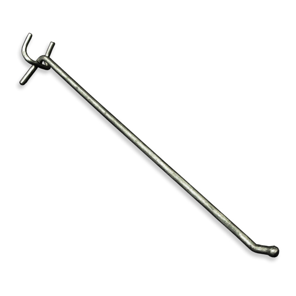 Azar Displays Galvanized Metal Hooks For Pegboard And Slatwall Systems, 12in, Pack Of 50 Hooks