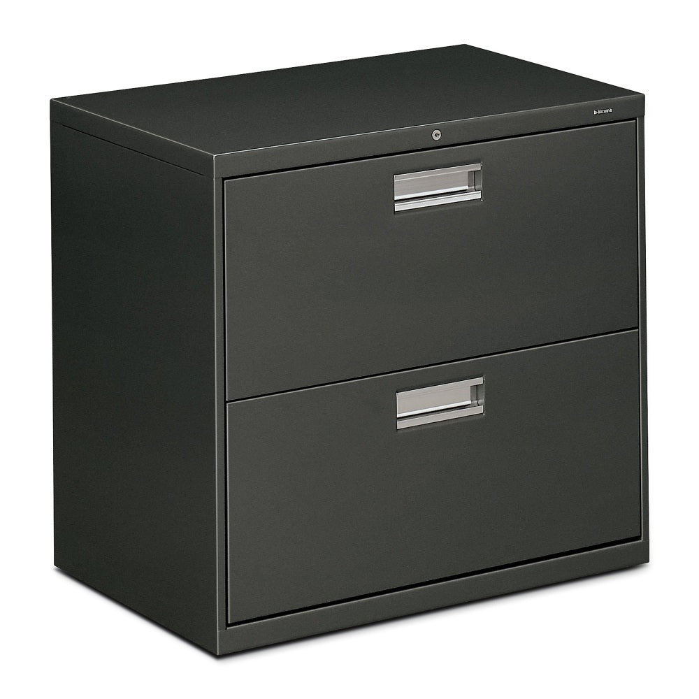 HON 600 30inW x 19-1/4inD Lateral 2-Drawer File Cabinet With Lock, Charcoal