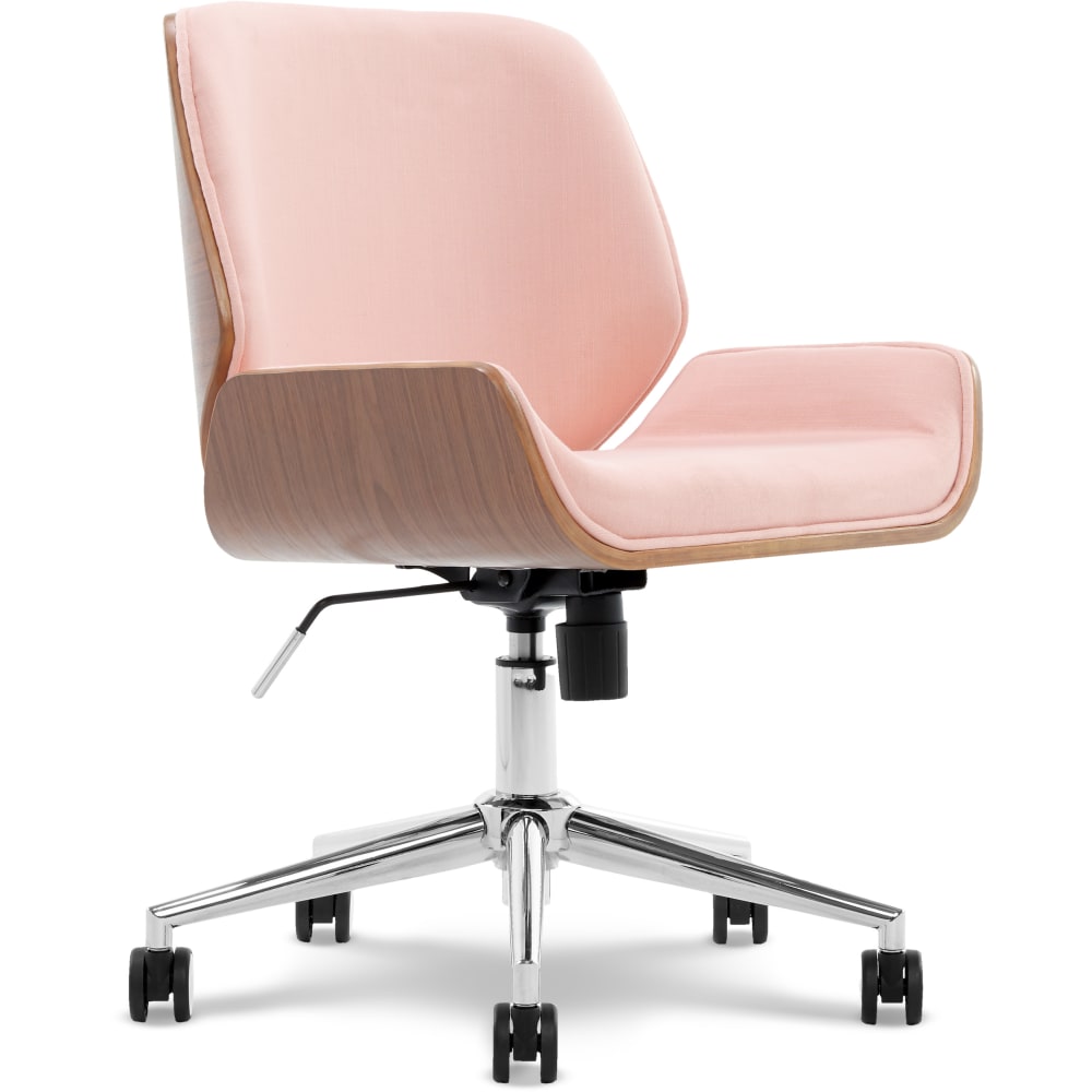 Elle Decor Ophelia Bentwood Fabric Mid-Back Task Chair, Pink/Chrome