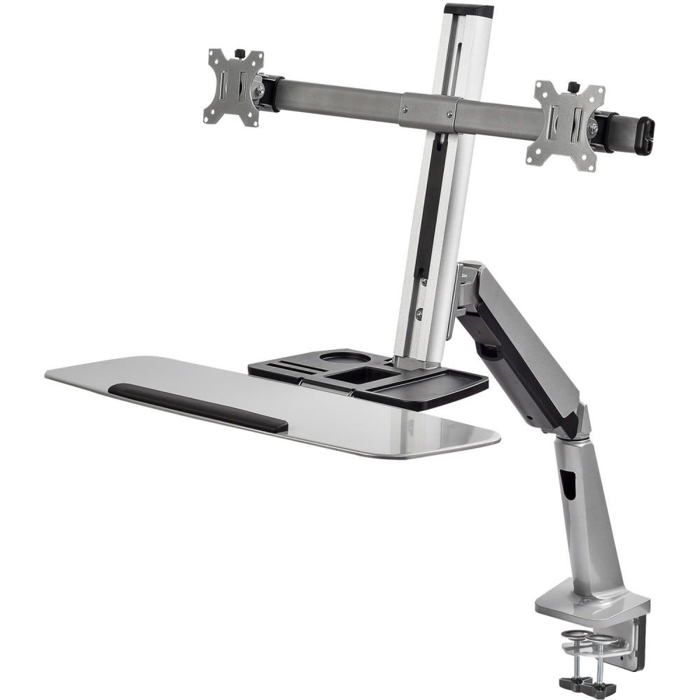 Ergonomic Standing Desk Converter With Height Adjustable Keyboard & Counterbalance Monitor Mount - Supports Displays 13in to 27 - 13.2lbs (6kg) Capacity