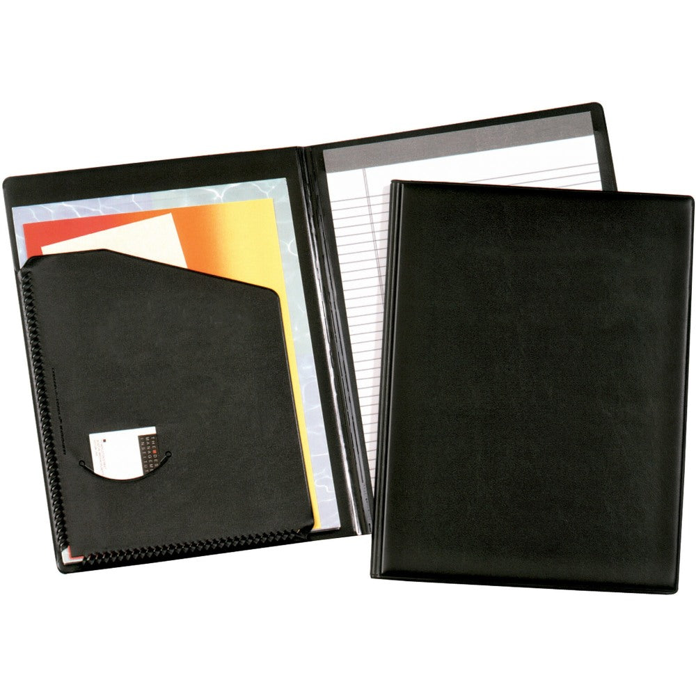 Cardinal Business Basic Desk Pad Holder - Letter - 9 1/2in x 12 1/2in Sheet Size - 100 Sheet Capacity - 1 Inside Front Pocket(s) - Vinyl, Polyvinyl Chloride (PVC) - Black - 14.08 oz - 1 Each