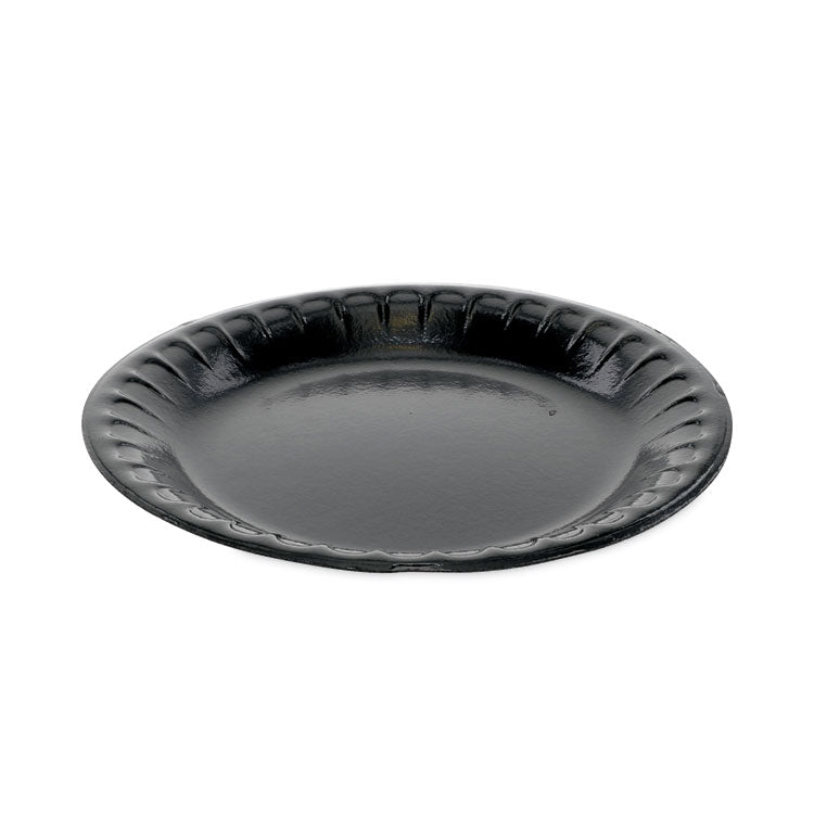 Placesetter Deluxe Laminated Foam Dinnerware, Plate, 6" dia, Black, 125/Pack, 8 Packs/Carton
