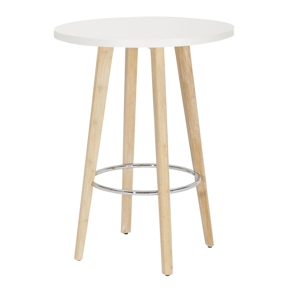 LumiSource Ahoy Counter Table With Footrest, 37-3/16inH x 28-1/2inW x 28-1/2inD, White/Chrome