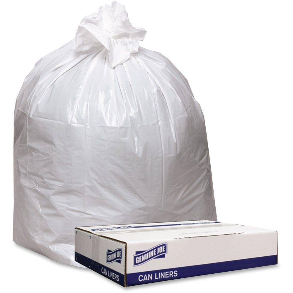Genuine Joe Low Density White Can Liners - 45 gal Capacity - 40in Width x 46in Length - 0.90 mil (23 Micron) Thickness - Low Density - White - 100/Carton - Industrial Trash - Recycled