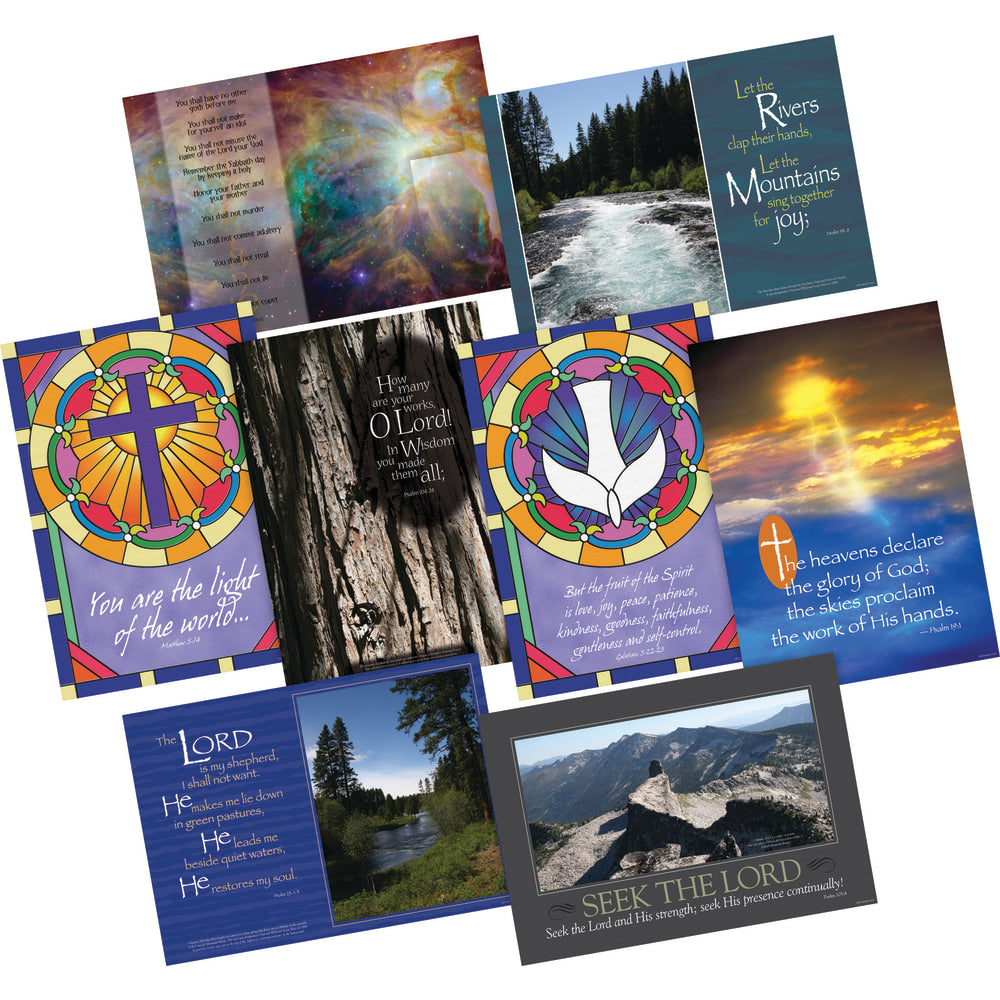 Barker Creek Spiritual Poster Set, 19in x 13 1/4in, Set Of 8