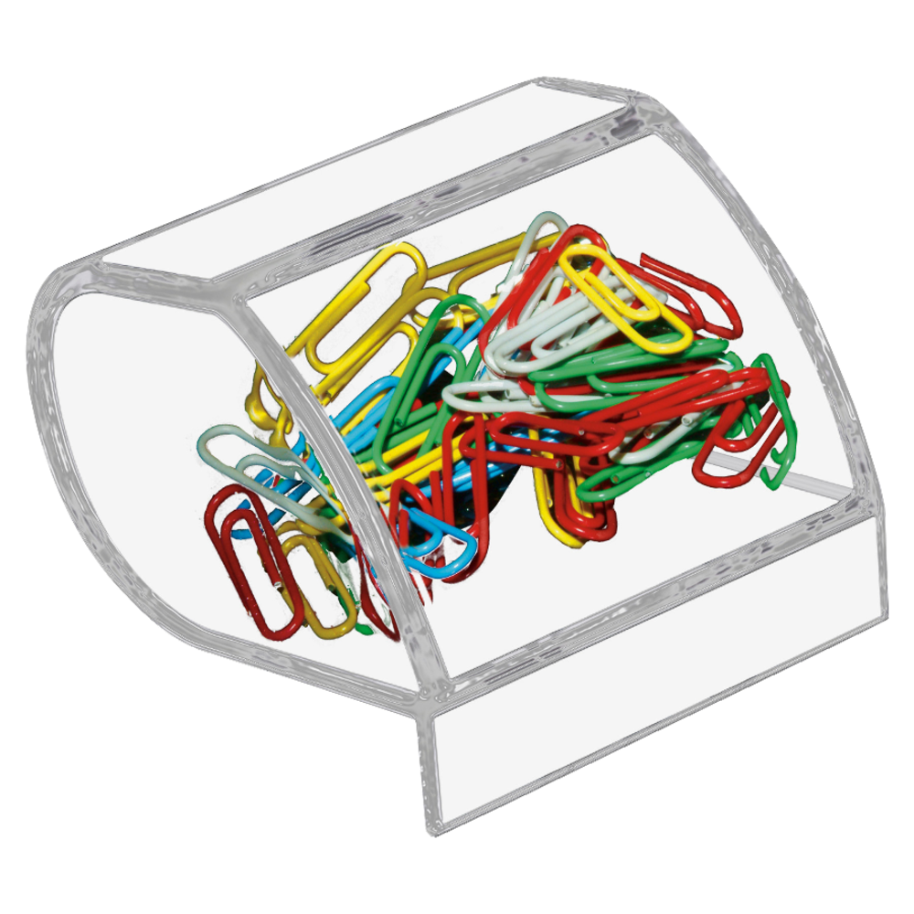 Kantek Acrylic Paper Clip Holder, 3in x 2 3/4in x 3 1/2in, Clear