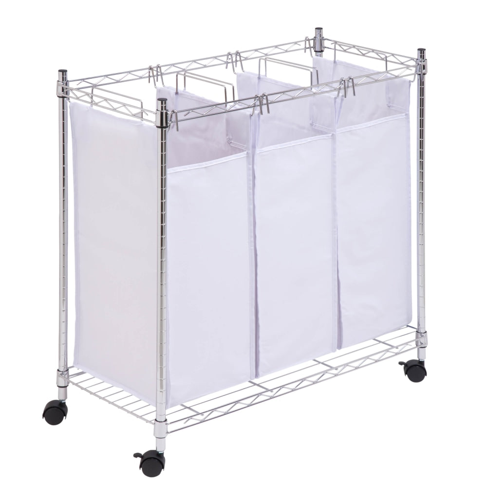 Honey-Can-Do Rolling Urban Triple Sorter, White/Chrome