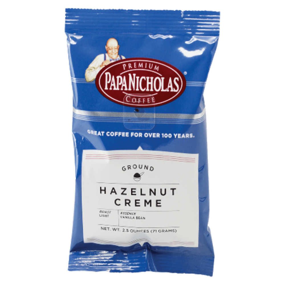 PapaNicholas Coffee Single-Serve Coffee Packets, Hazelnut Creme, Carton Of 18