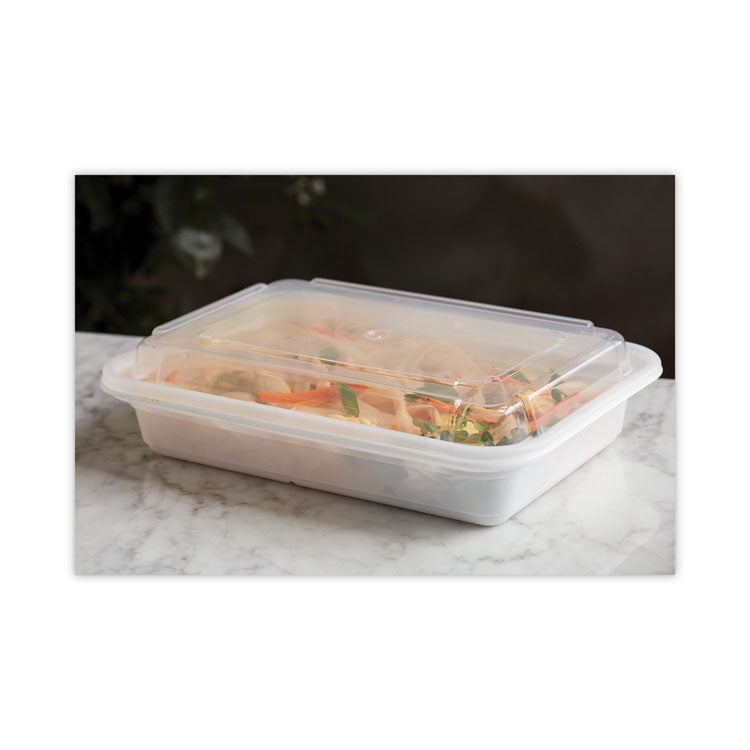 Newspring VERSAtainer Microwavable Containers, 24 oz, 5 x 7.25 x 2.63, White/Clear, Plastic, 150/Carton
