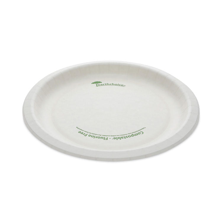 EarthChoice Pressware Compostable Dinnerware, Plate, Paper, 9" dia, White, 450/Carton