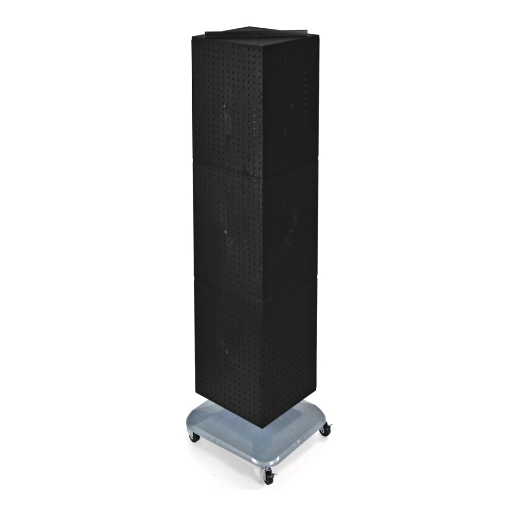 Azar Displays 4-Sided Revolving Pegboard Tower Floor Display With Wheels, 68in x 18in, Black