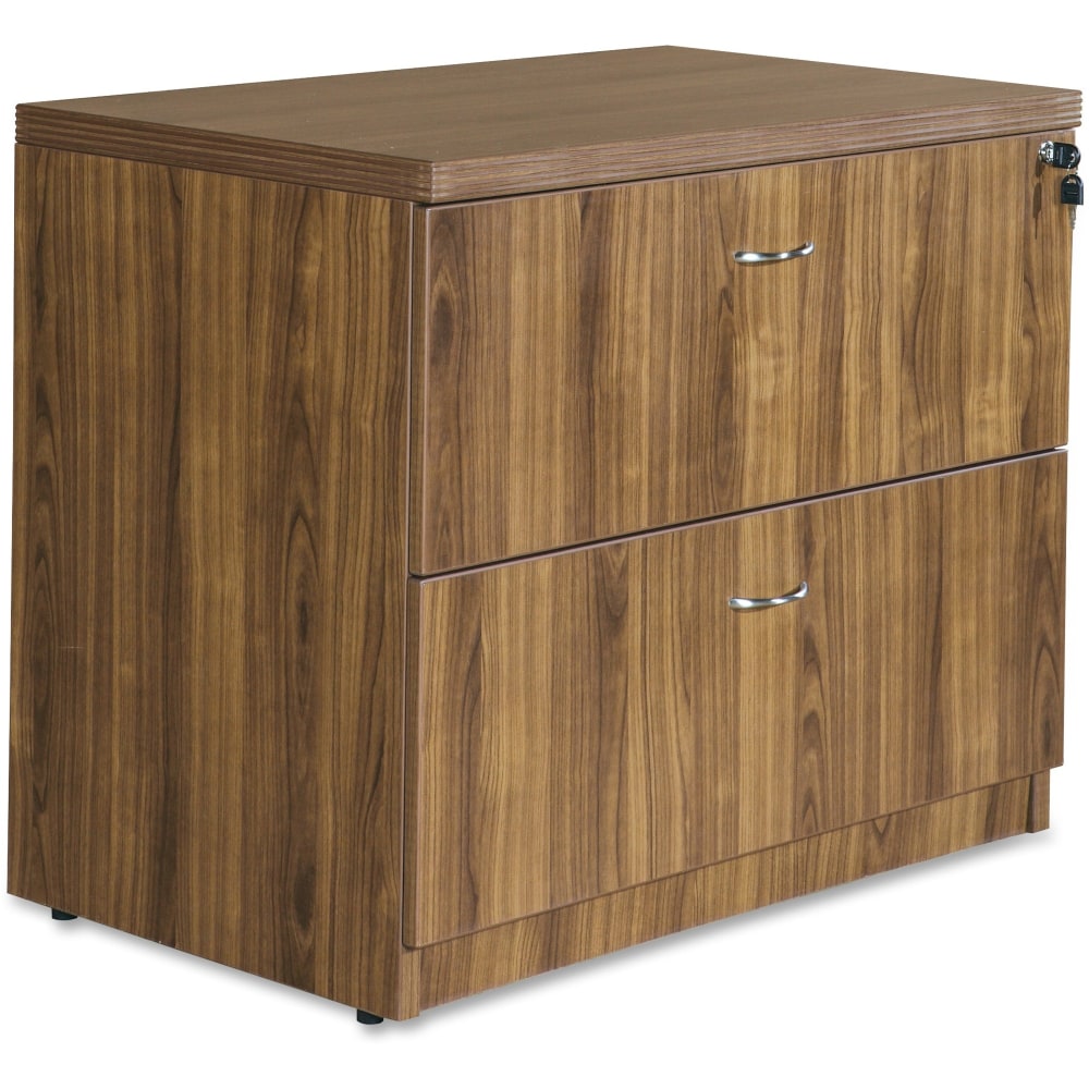 Lorell Chateau 36inW x 22inD Lateral 2-Drawer File Cabinet, Walnut
