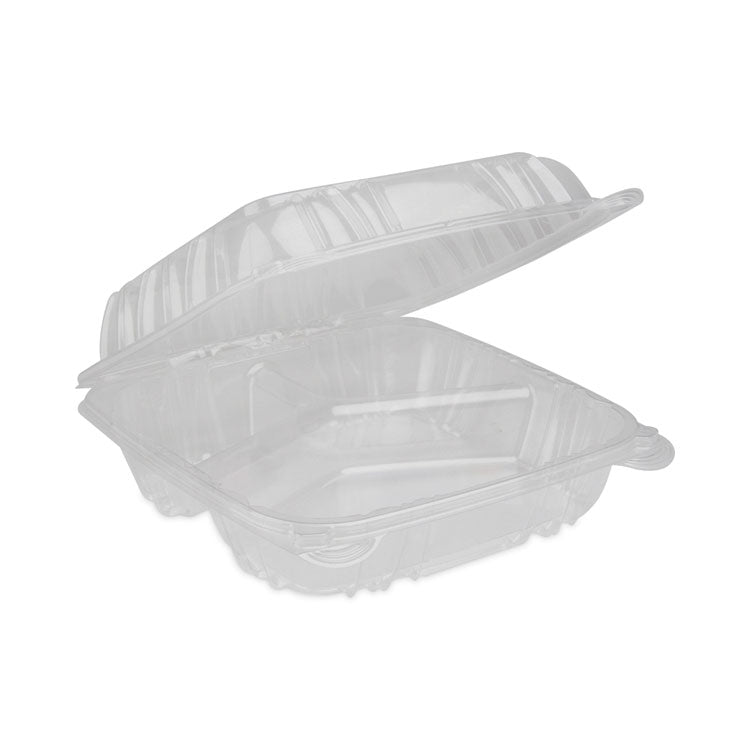 SENSATION SmartLock Hinged Lid Container, 3 Compartments, 8.24 x 8.34 x 3.05, Clear, Plastic, 200/Carton