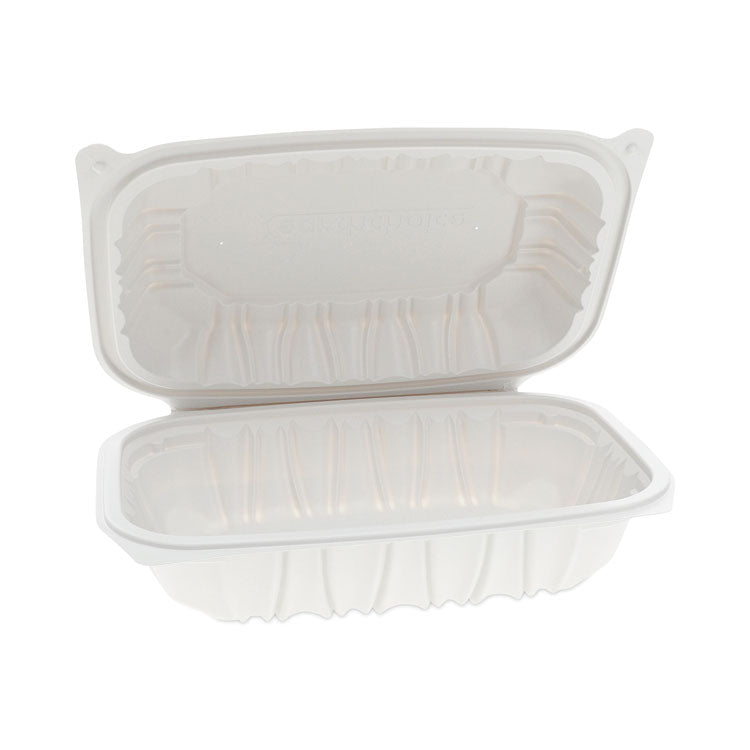 EarthChoice Vented Microwavable MFPP Hinged Lid Container, 9 x 6 x 2.75, White, Plastic, 170/Carton