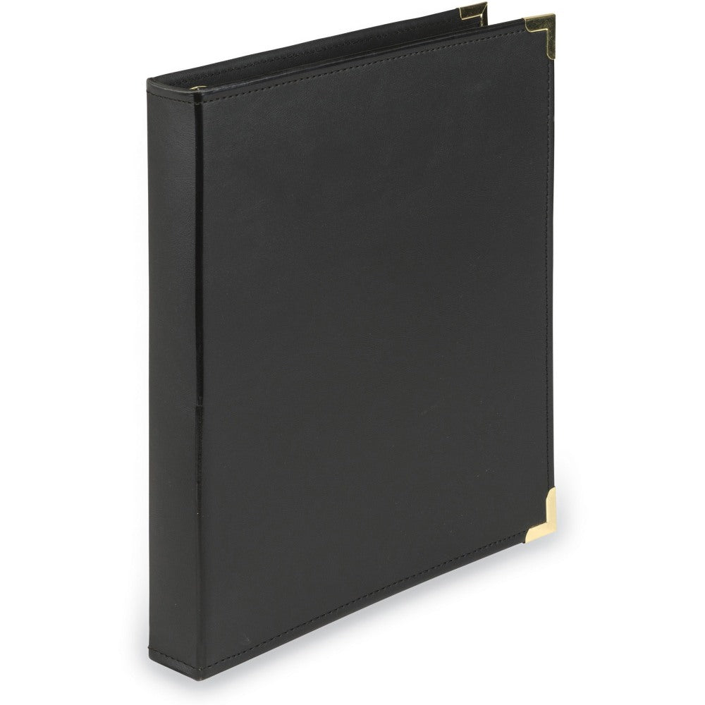 Samsill Leatherette Classic 3-Ring Binder, 1in Round Rings, Black