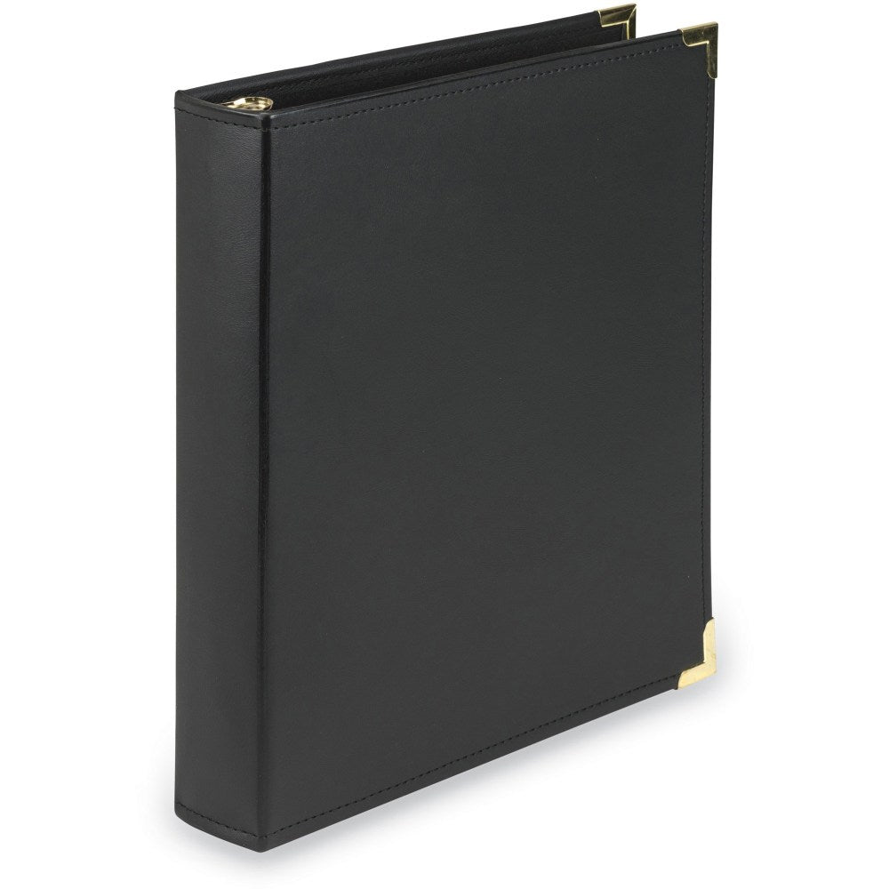 Samsill Leatherette Classic 3-Ring Binder, 1 1/2in Round Rings, Black