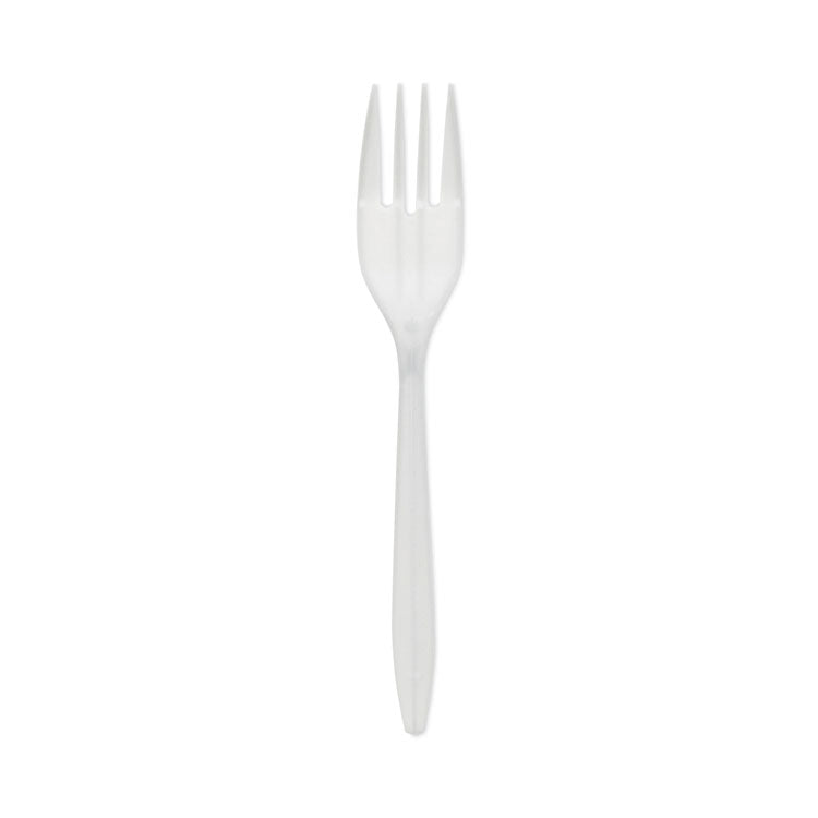 Fieldware Cutlery, Mediumweight Fork, Plastic, White, 1,000/Carton
