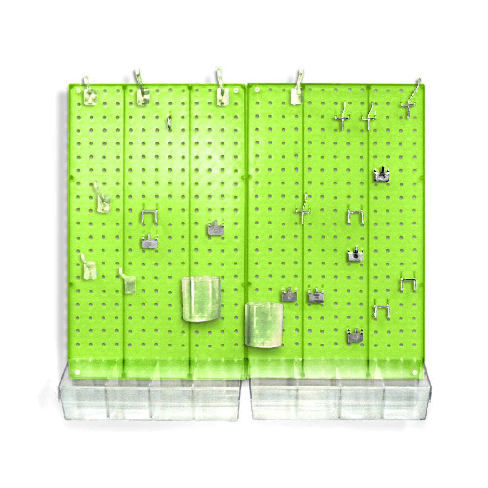 Azar Displays 70-Piece Pegboard Organizer Kit, Green