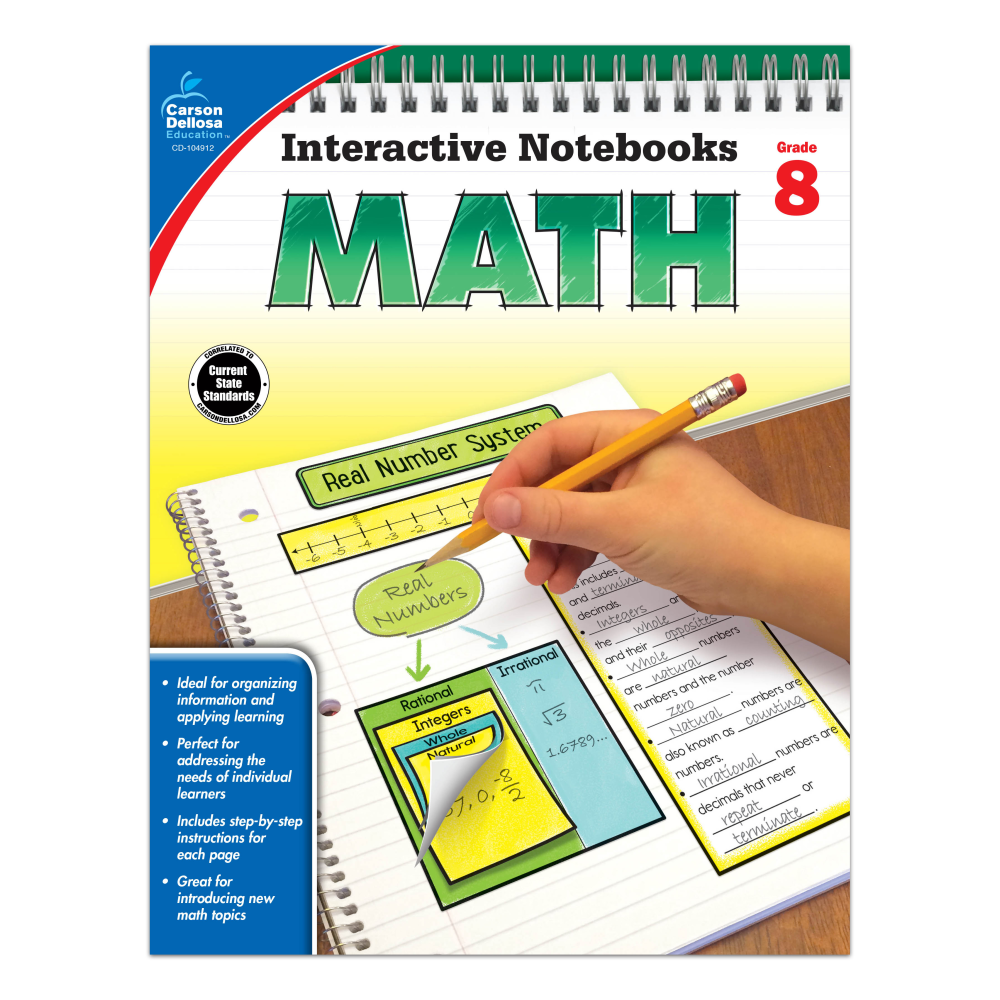 Carson-Dellosa Interactive Notebook For Math, Grade 8