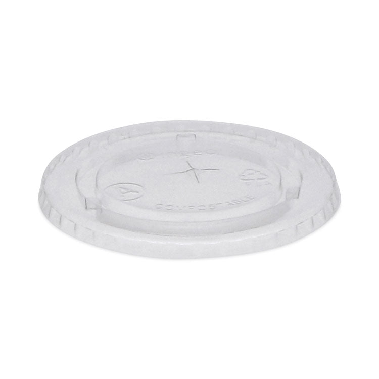 EarthChoice Compostable Cold Cup Lid with Straw Slot for A Cups, Fits 7 oz/9 oz/20 oz A Cups, Plastic, Clear, 1,020/Carton