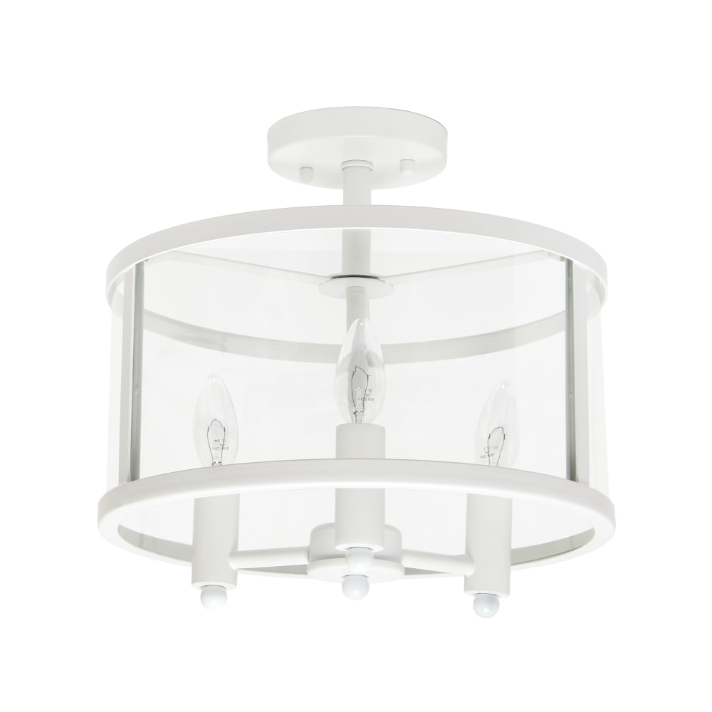 Lalia Home 3LT Glass And Metallic Accented Semi-Flushmount Lamp, 13inW, Clear Shade/White Base