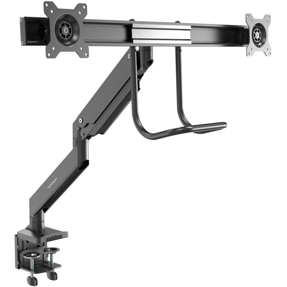 StarTech.com Desk Mount Dual Monitor Arm - Ergonomic VESA Mount 32in (17.6lb) Displays - Crossbar Handle for Full Motion - C-Clamp/Grommet
