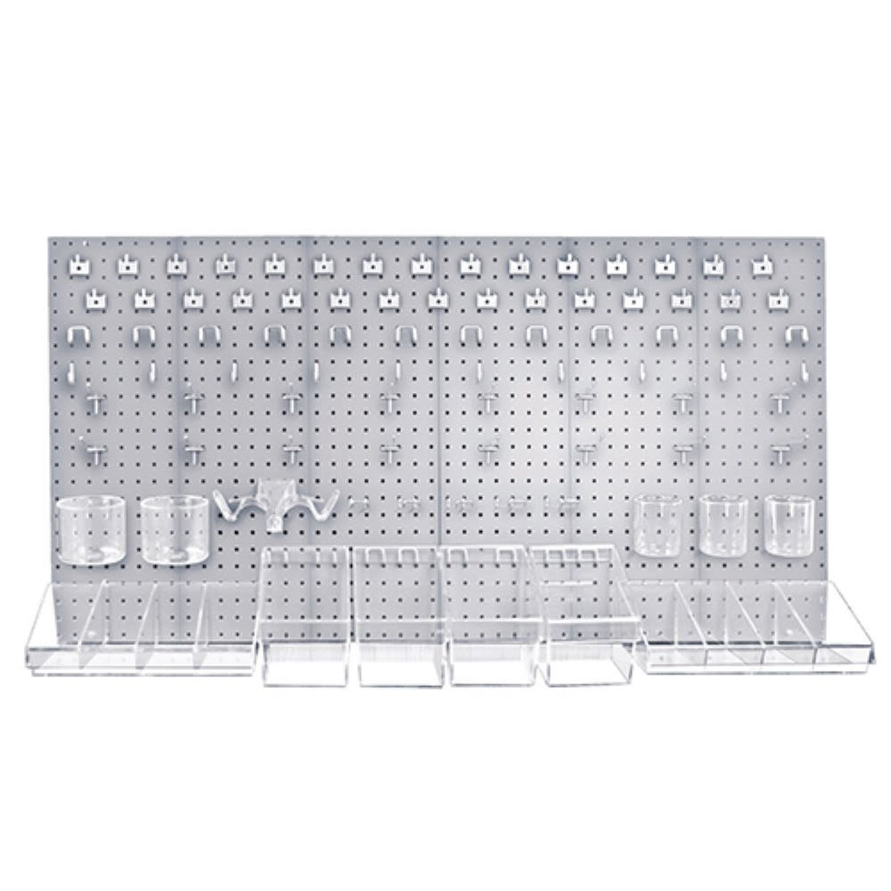 Azar Displays 125-Piece Pegboard Organizer Kit, 24in x 48in, Clear