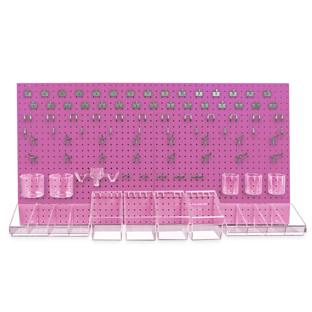 Azar Displays 125-Piece Pegboard Organizer Kit, 24in x 48in, Pink