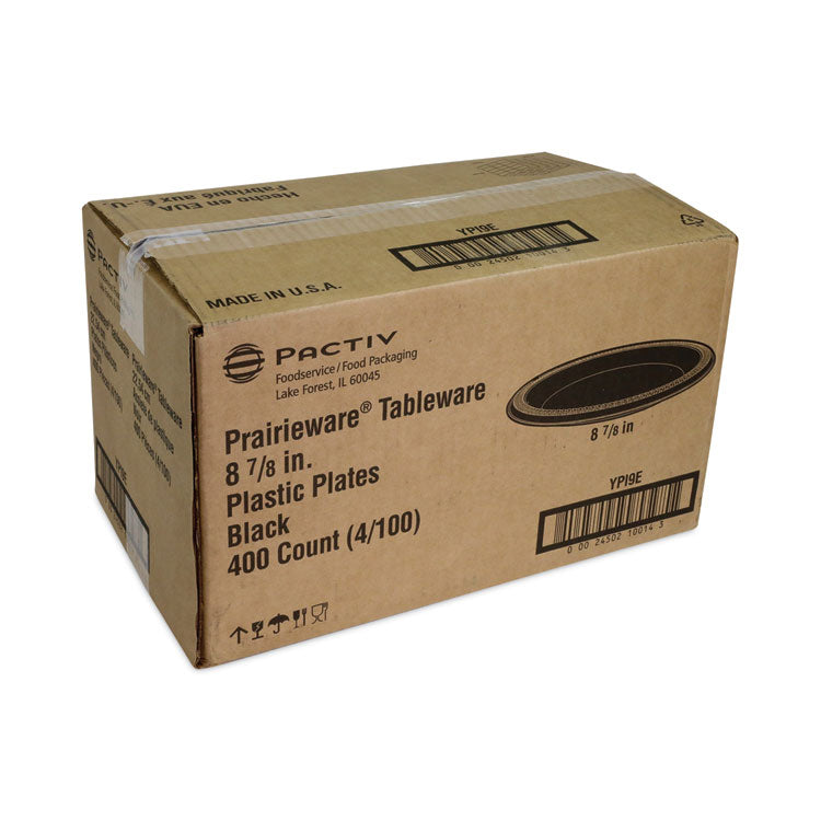 Prairieware Impact Plastic Dinnerware, Plate, 8.88" dia, Black, 400/Carton
