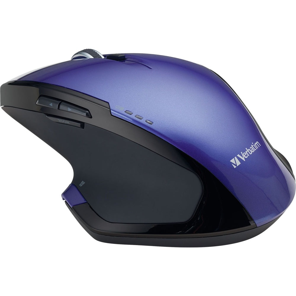 Verbatim Wireless USB Desktop 8-Button Deluxe Blue LED Mouse, Purple