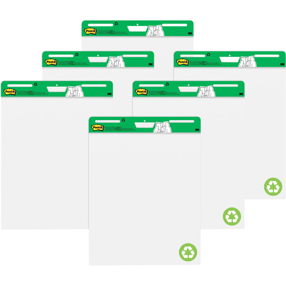 Post-it Self-Adhesive Easel Pad, 25in x 30in, 30 Sheets Per Pad, Pack Of 6