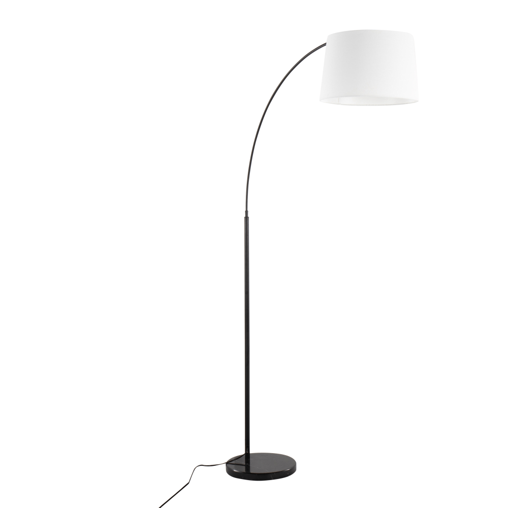 Lumisource March Floor Lamp, 74inH, White Shade/Black Marble/Black Base