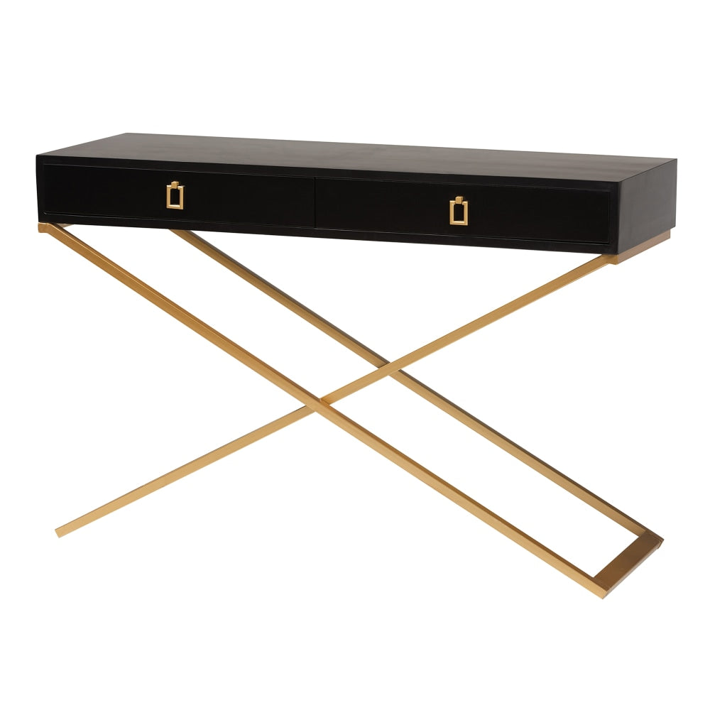 Baxton Studio Madan Modern And Contemporary Console Table, 29-1/2inH x 47-1/4inW x 15-3/4inD, Black/Gold