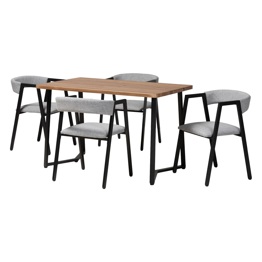 Baxton Studio Delgado 5-Piece Dining Set, Gray/Black